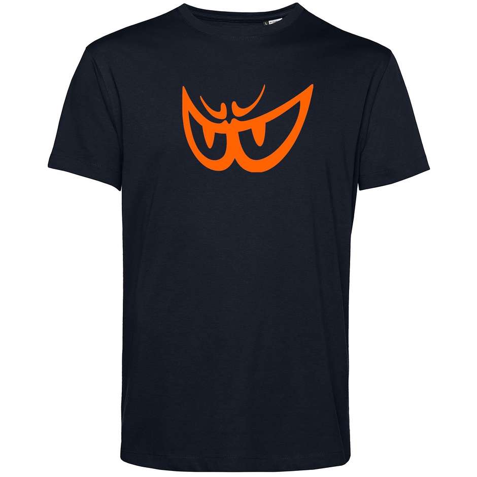 Berik 2.0 Rundhals TEE T-Shirt aus marineblauer Bio-Baumwolle orangefarbenes Auge