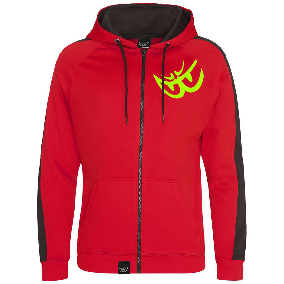 Berik 2.0 Sweatshirt Mit Reißverschluss Kapuze Rot Gelb Logo Gedruckt