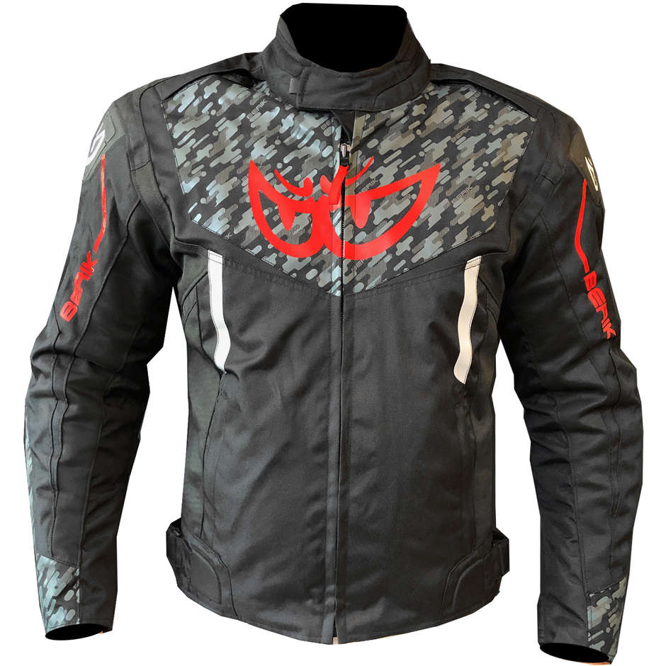 Berik 2.0 Technical Fabric Motorcycle Jacket NJ-203302 WP Supersonik Camo2 Black Red