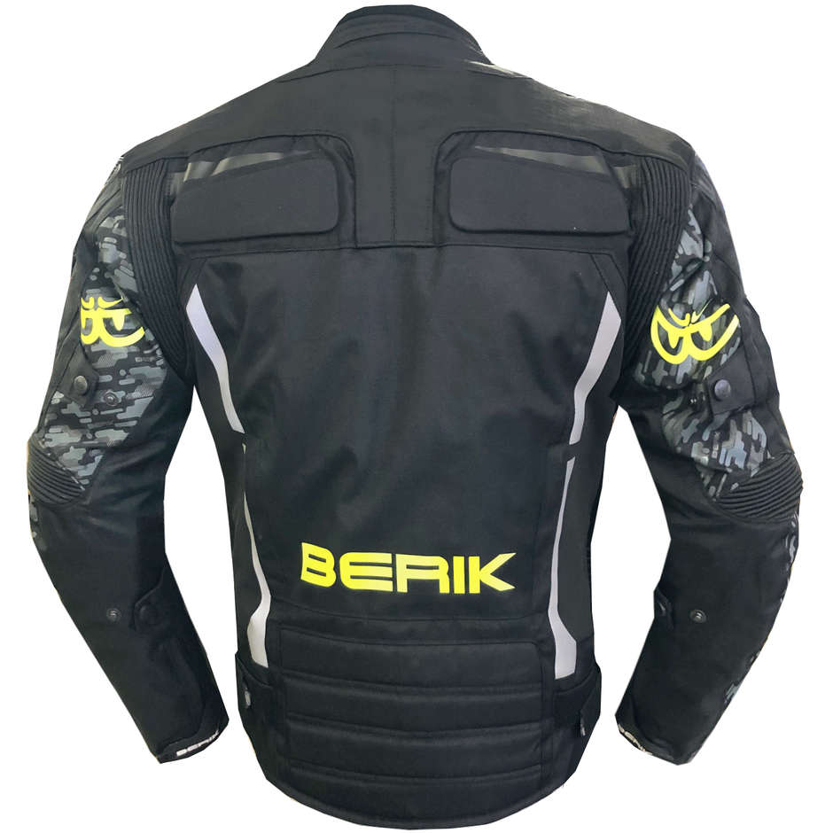 Berik 2.0 Technical Fabric Motorcycle Jacket NJ-203302 WP Supersonik Camo2 Black Yellow