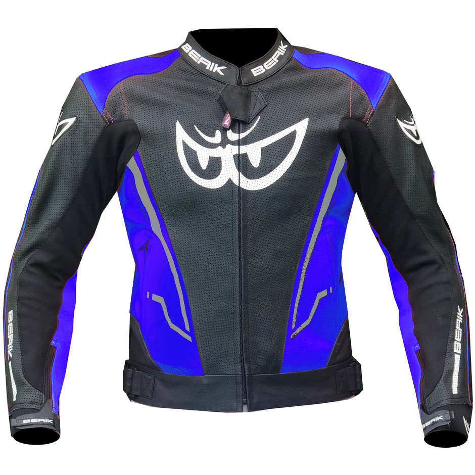 Berik 2.0 Technical Motorcycle Jacket in Leather LJ 181334-A Black Blue