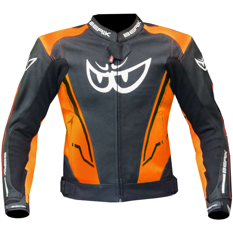 Berik 2.0 Technical Motorcycle Jacket in Leather LJ 181334-A Black Orange