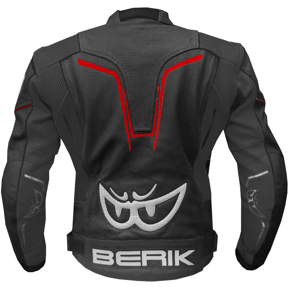 Berik 2.0 Technical Motorcycle Jacket in Leather LJ 181334-A Sport Black Red