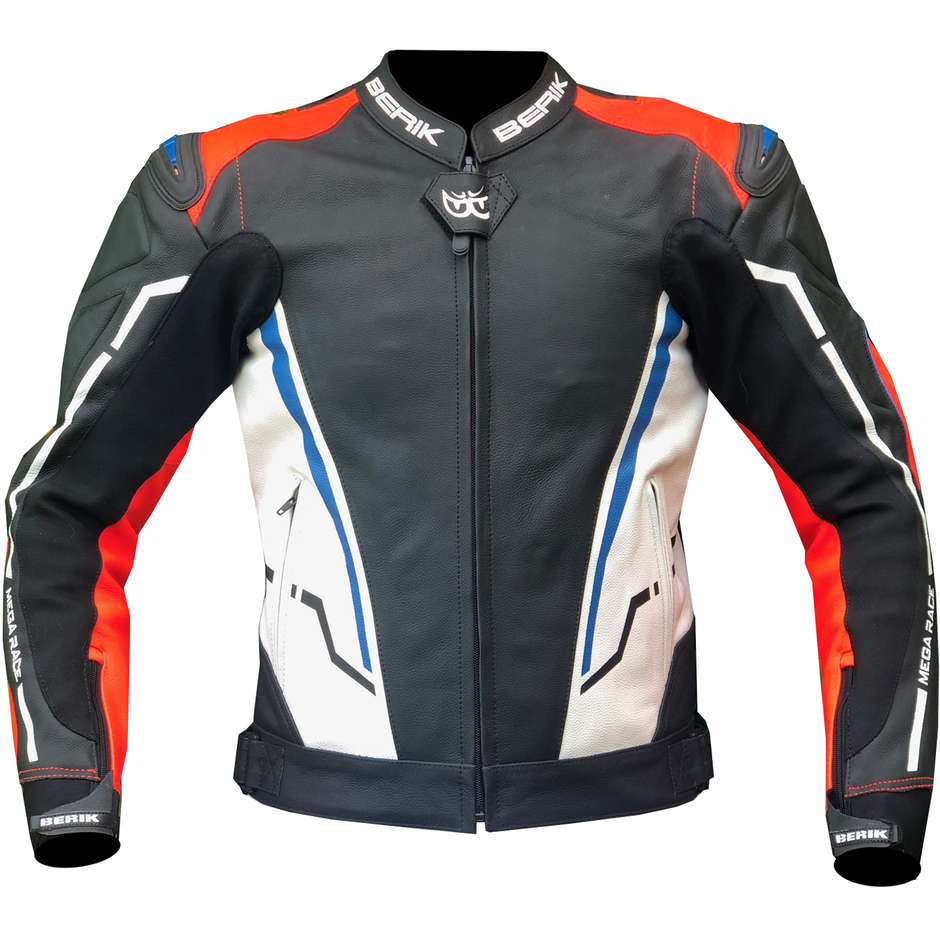 Berik 2.0 Technical Motorcycle Jacket in Leather LJ 181334-B Racing Black Red White