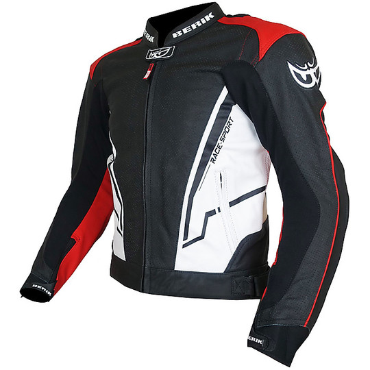 Berik 2.0 Technical Motorcycle Jacket in Leather LJ 181334 Sport White Red