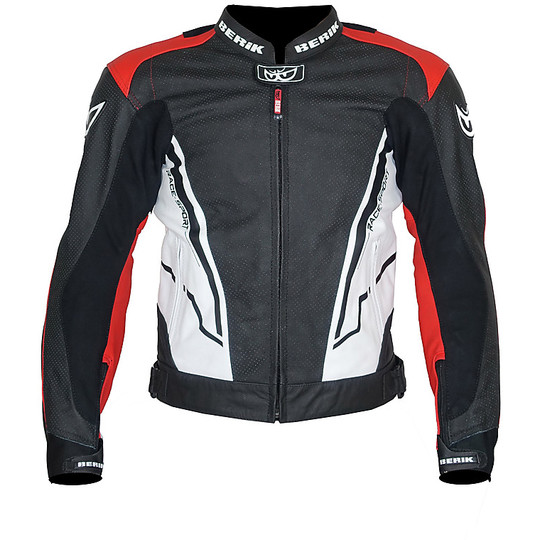Berik 2.0 Technical Motorcycle Jacket in Leather LJ 181334 Sport White Red