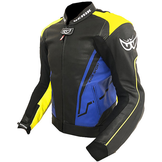 Berik 2.0 Technical Motorcycle Jacket in Leather LJ 181334 Sport Yellow Blue Black