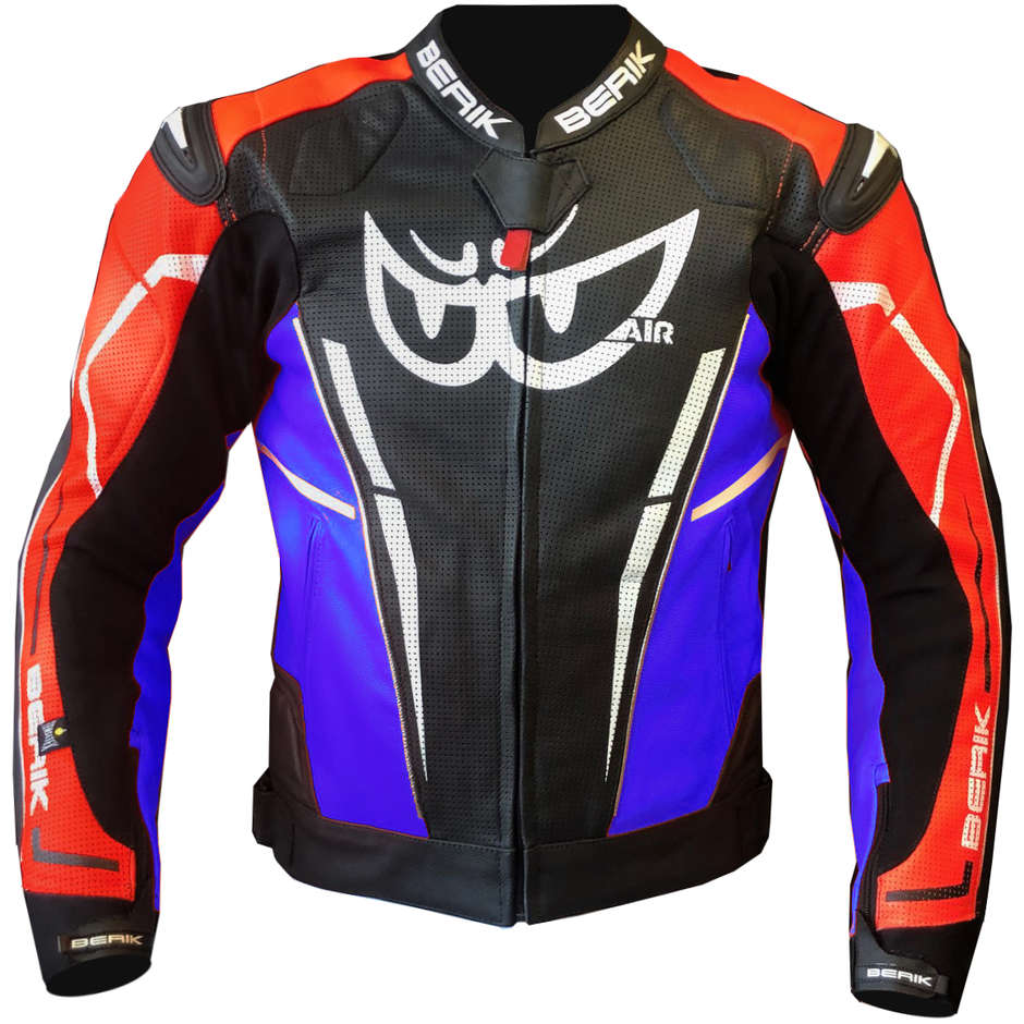 Berik 2.0 Technical Motorcycle Jacket in Perforated Leather LJ 191317 Air Black Blue Red