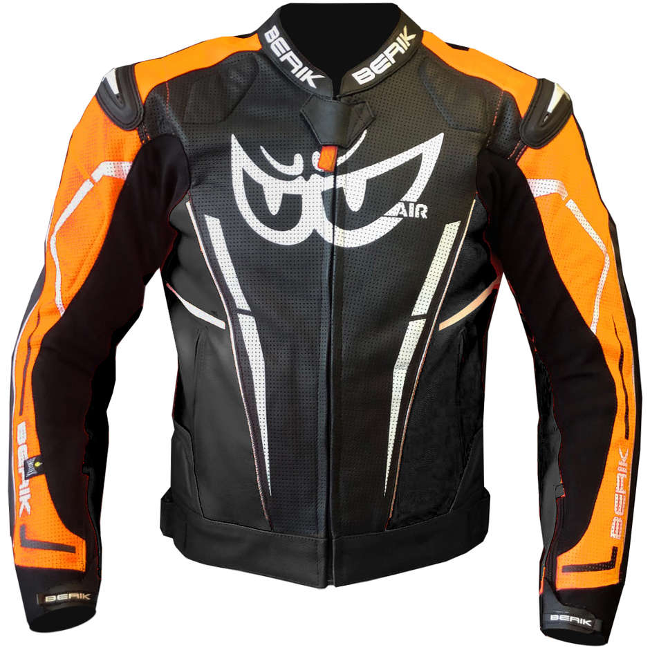 Berik 2.0 Technical Motorcycle Jacket in Perforated Leather LJ 191317 Air Black Orange