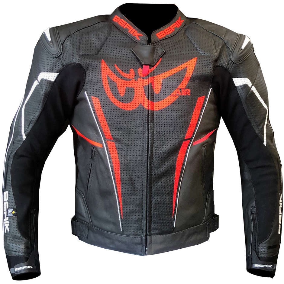 Berik 2.0 Technical Motorcycle Jacket in Perforated Leather LJ 191317 Air Black Red