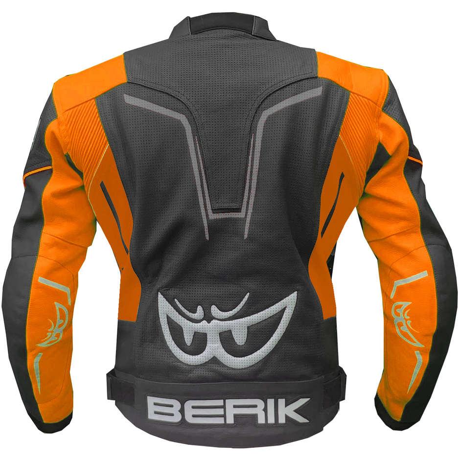 Berik 2.0 Technische Motorradjacke aus Leder LJ 181334-A Schwarz Orange