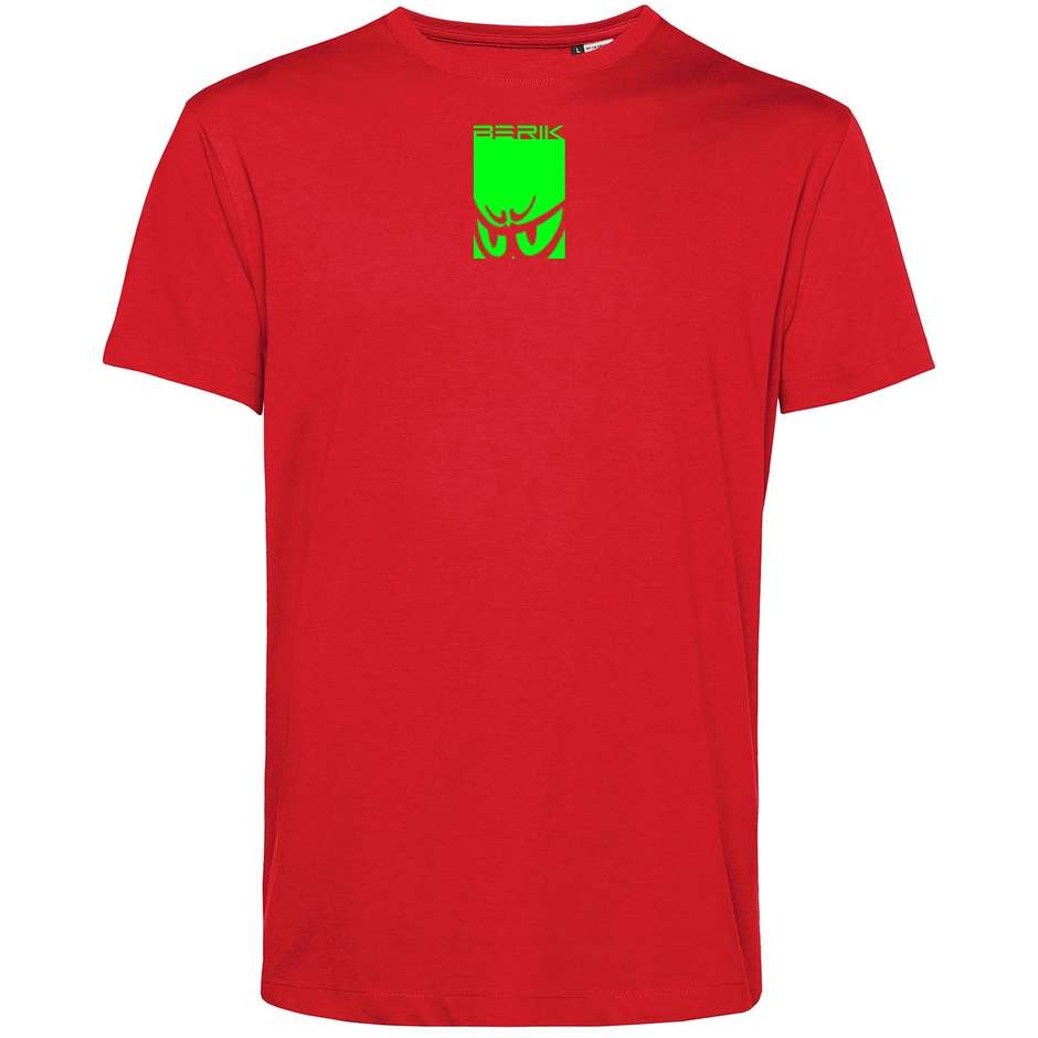 Berik 2.0 TEE Crewneck T-Shirt In Organic Cotton Red Acid Green Logo
