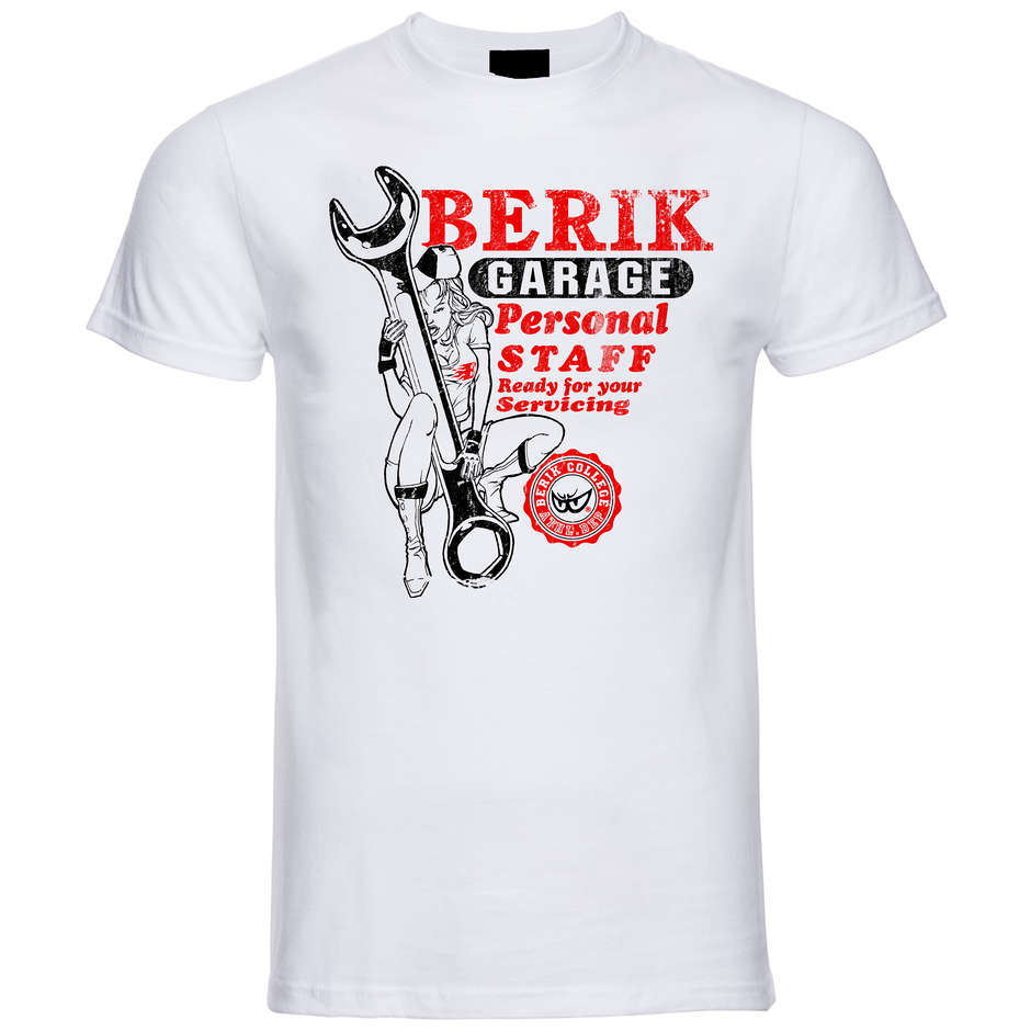 Berik 2.0 Weißes T-Shirt mit rundem Hals und rotem Aufdruck