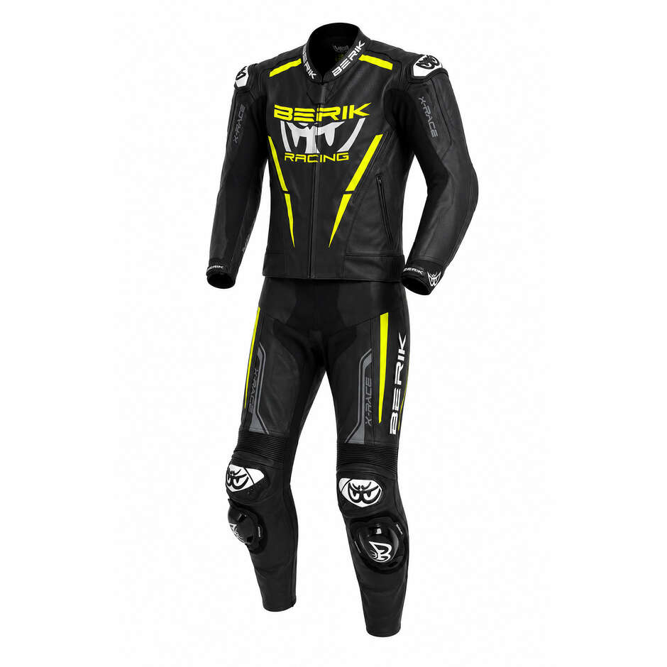 Berik 2.0 X-Race 2PCS Teilbarer Motorradanzug Schwarz Gelb Fluo