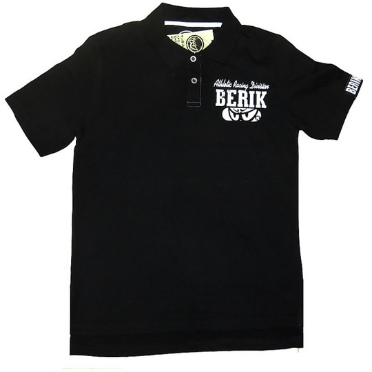 Berik 4890 Short Sleeve Polo Black 100% Pure Cotton With Printed Logo
