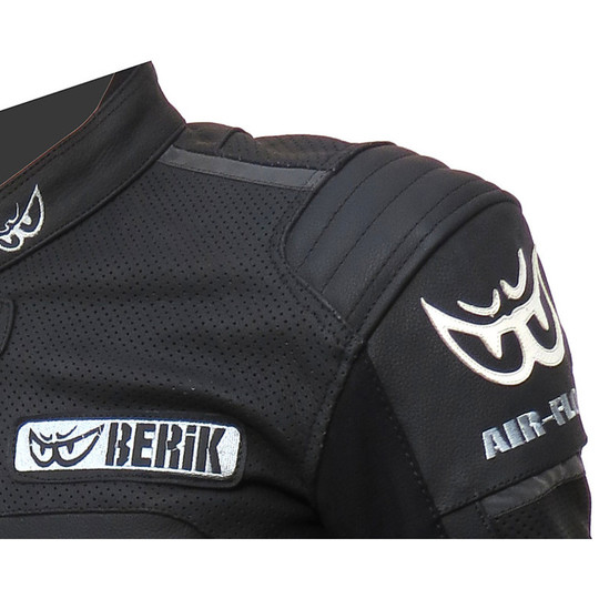 Berik Air Flow 8366 - Veste de moto en cuir souple perforé noir