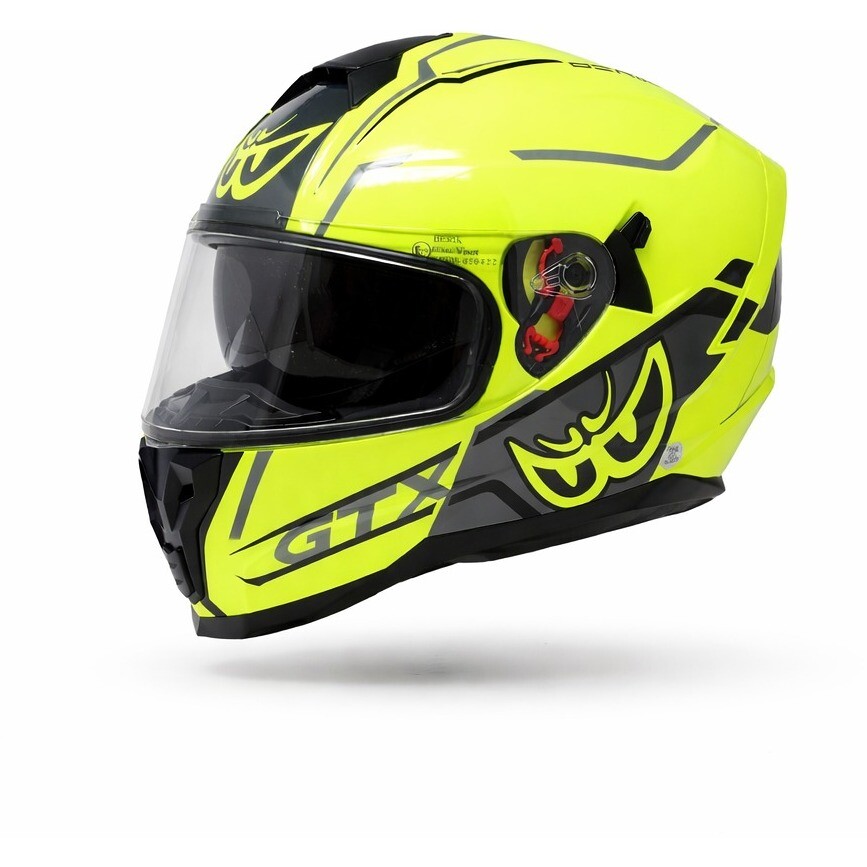 Berik FF869 GTX Double Visor Full Face Motorcycle Helmet, Fluorescent Yellow, Silver