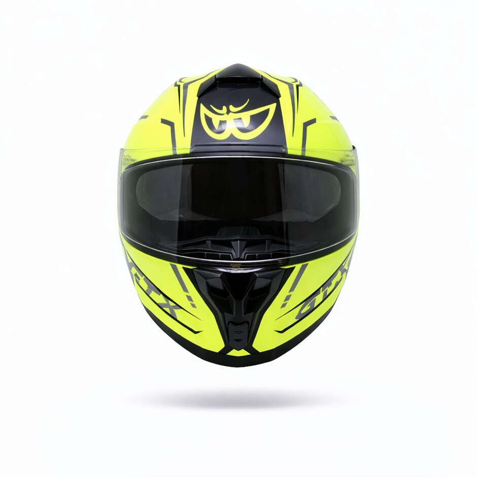 Berik FF869 GTX Double Visor Full Face Motorcycle Helmet, Fluorescent Yellow, Silver
