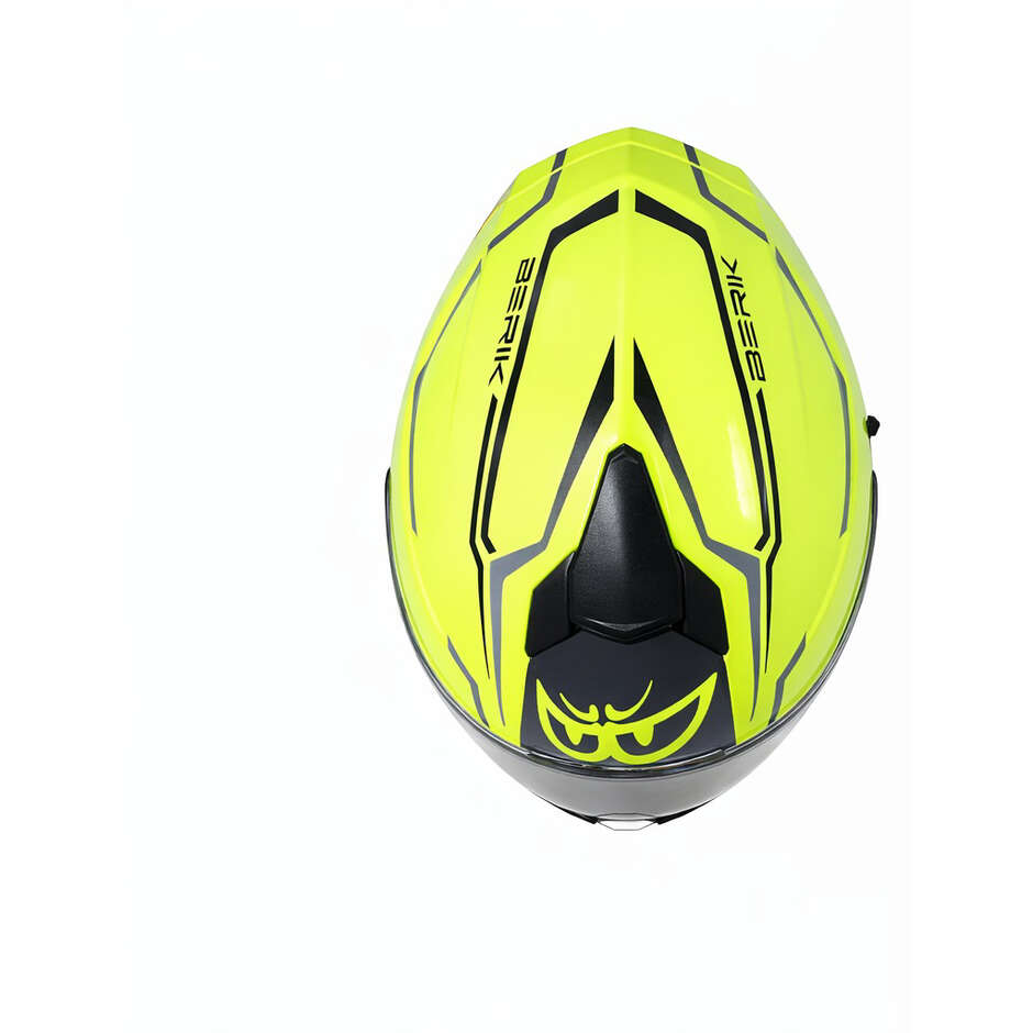Berik FF869 GTX Double Visor Full Face Motorcycle Helmet, Fluorescent Yellow, Silver