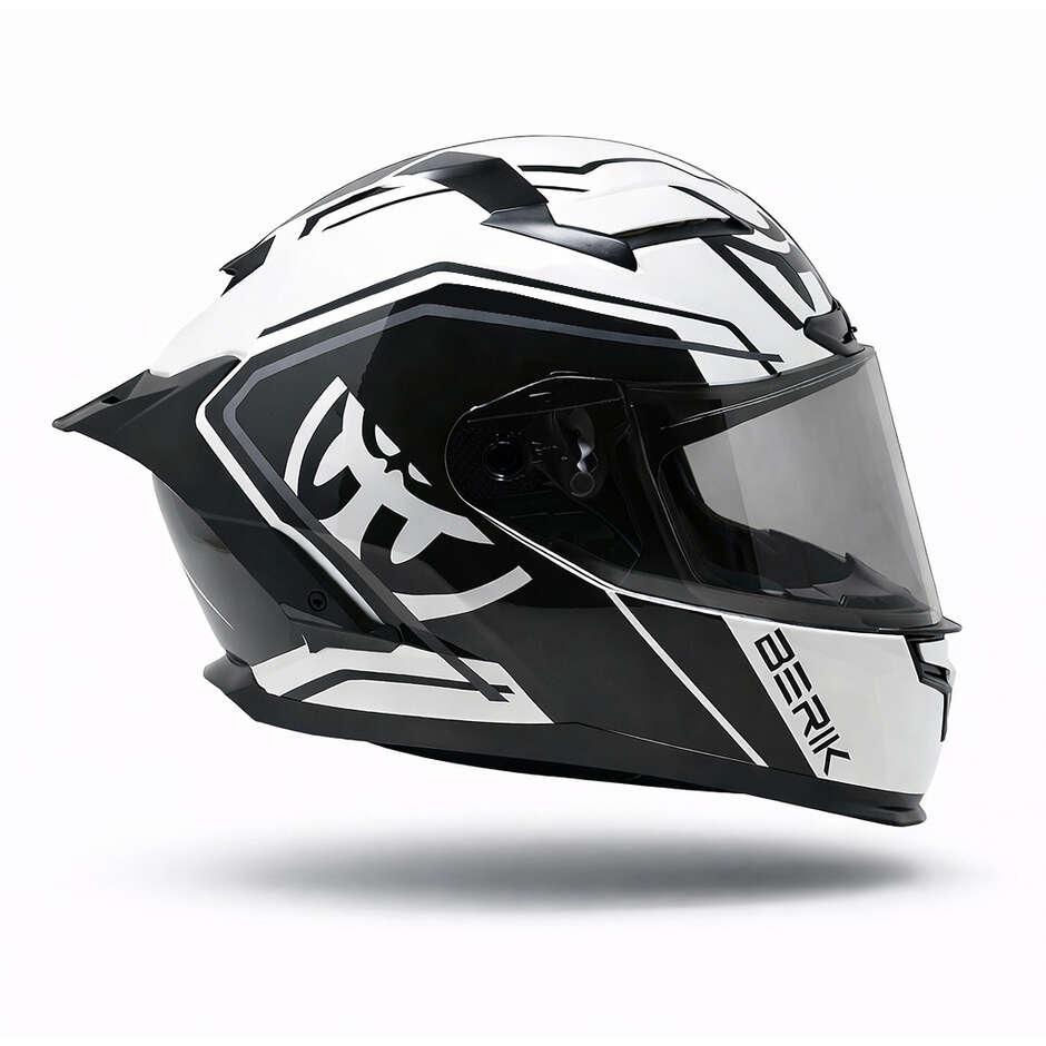 Berik FF871 Racing Integralhelm mit Doppelvisier, Schwarz/Weiß