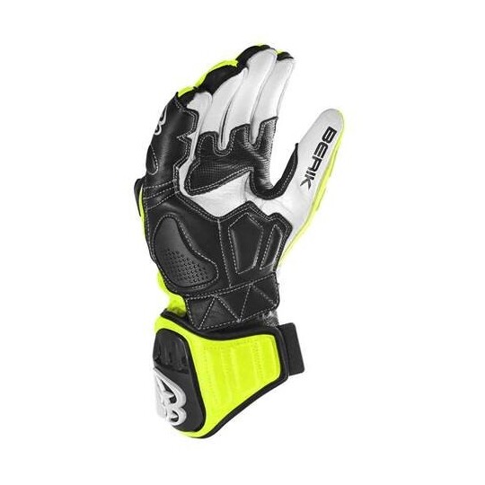 Richa Stealth Evo Handschuhe Richa Stealth Evo Leder-Motorradhandschuhe - Schwarz/weiß/rot, Mit Knöchelprotektor Motorradhandschuhe Beheizt
