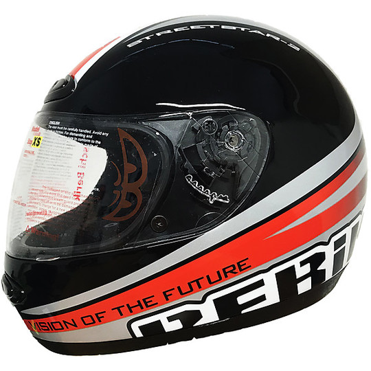 Berik Helm Moto Integral Modell ST-Linie Rot Schwarz