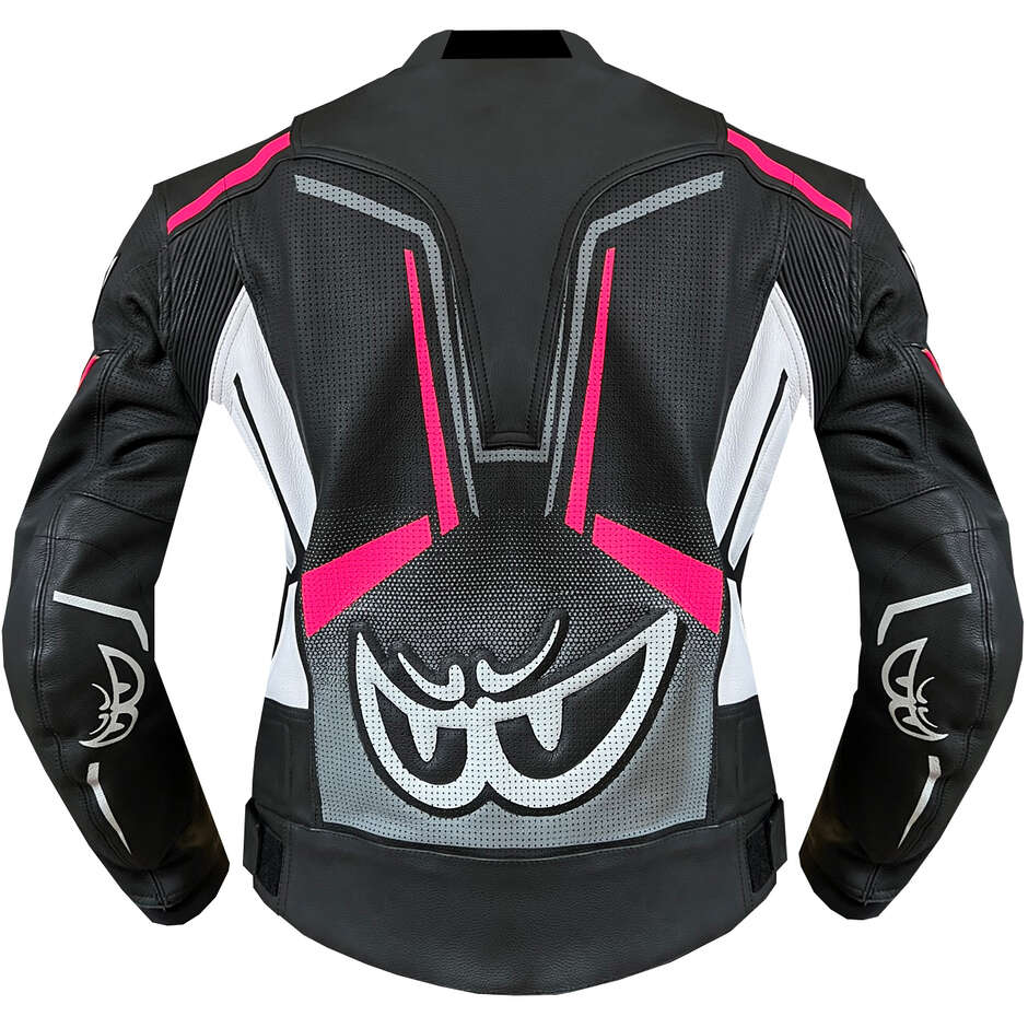 Berik LJ-181334C-Lady Women's Motorcycle Leather Jacket Black White Gray Pink Fluo