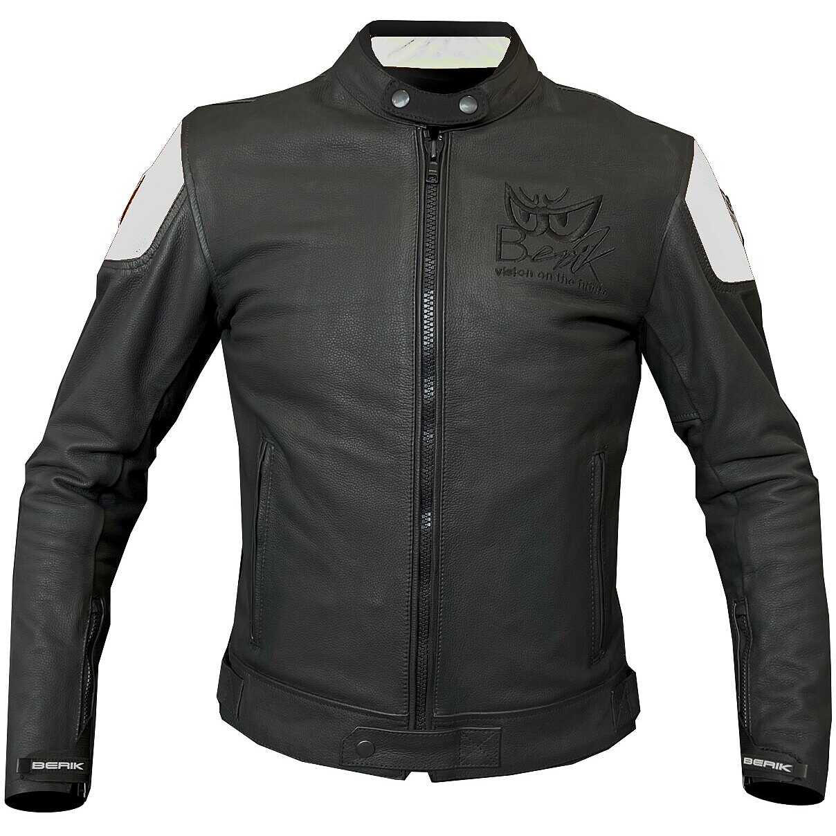 Berik LJ 221324 BK Black White Leather Motorcycle Jacket For Sale Online Outletmoto.eu