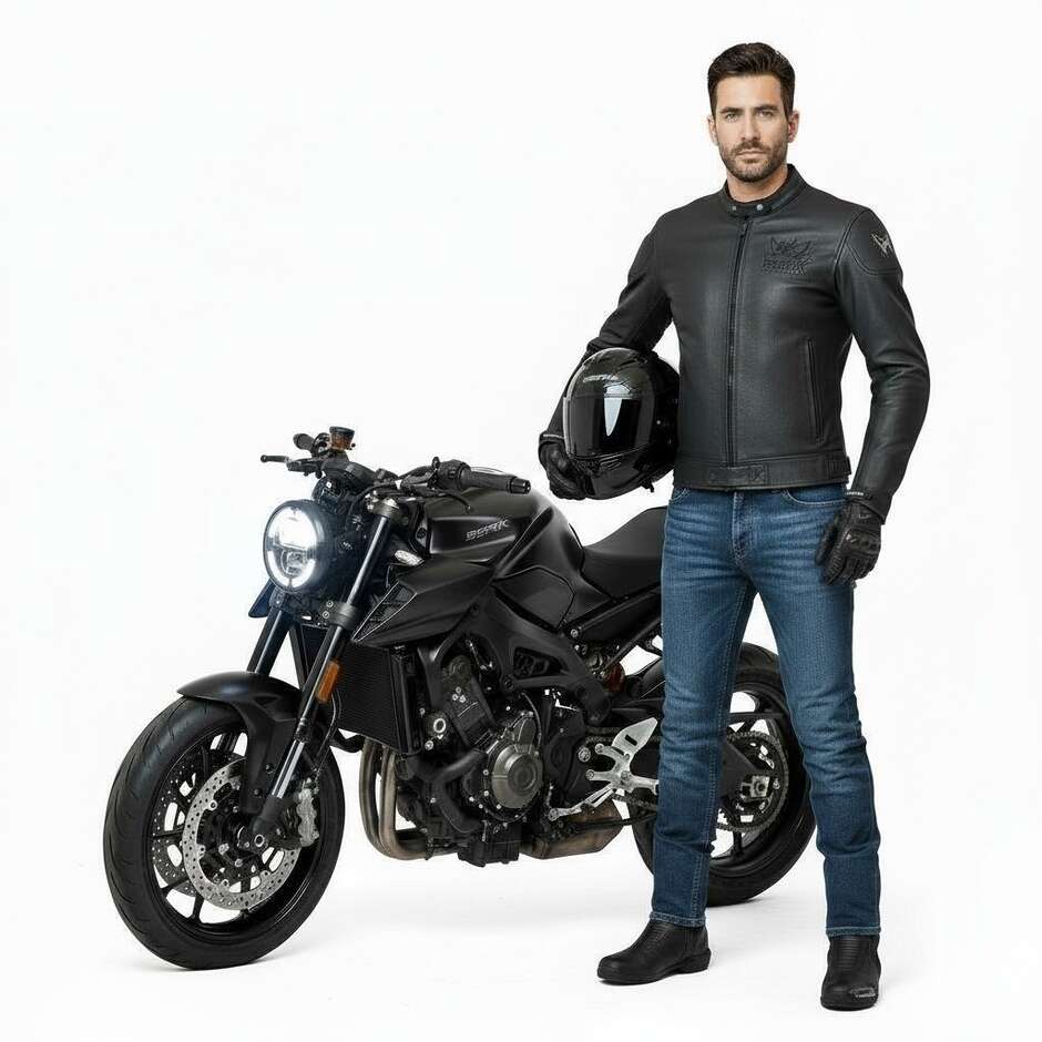 Berik LJ-221324-BK Leder Motorradjacke schwarz