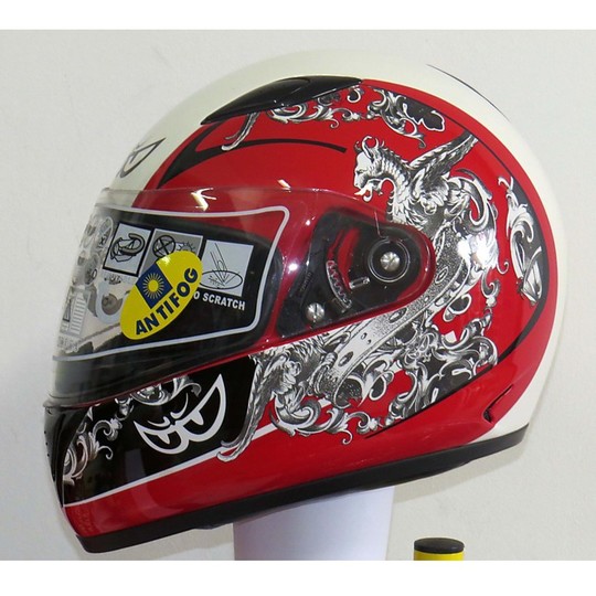Berik Motorcycle Helmet Integral Fiber Model Power Color White Red