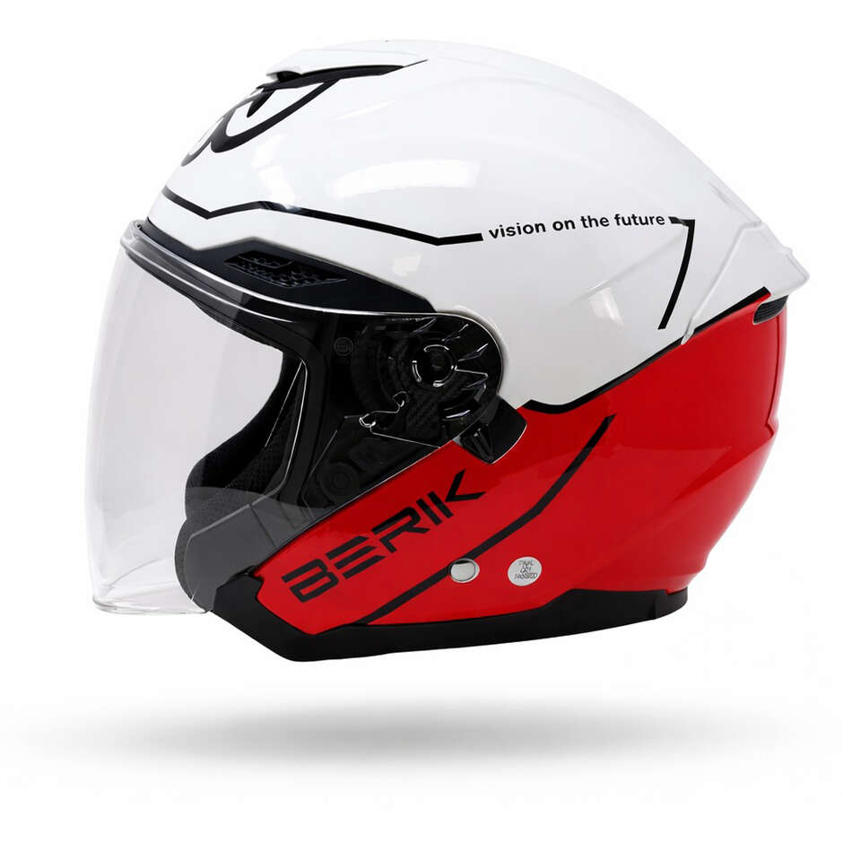 Berik OF669 Bipolar Double Visor Jet Motorcycle Helmet White Fluorescent Red