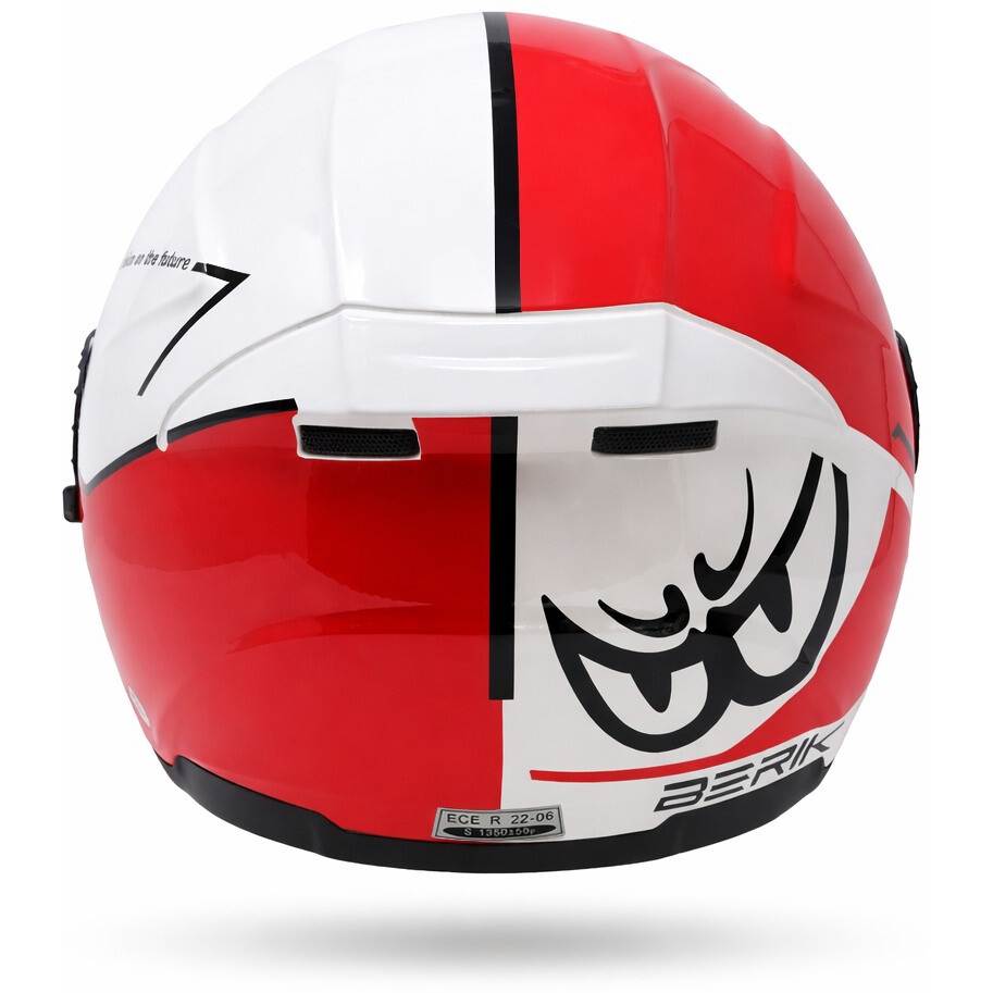 Berik OF669 Bipolar Double Visor Jet Motorcycle Helmet White Fluorescent Red