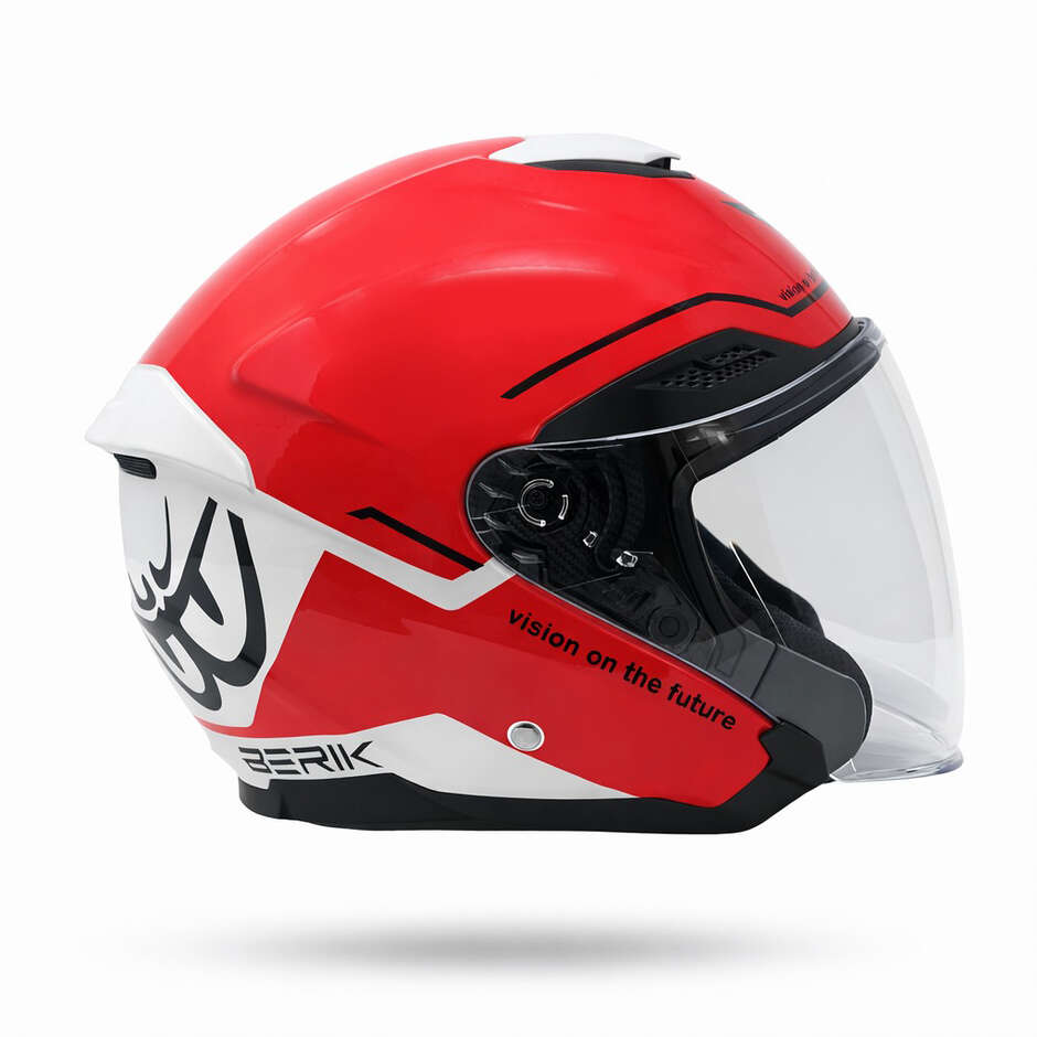 Berik OF669 Bipolar Double Visor Jet Motorcycle Helmet White Fluorescent Red