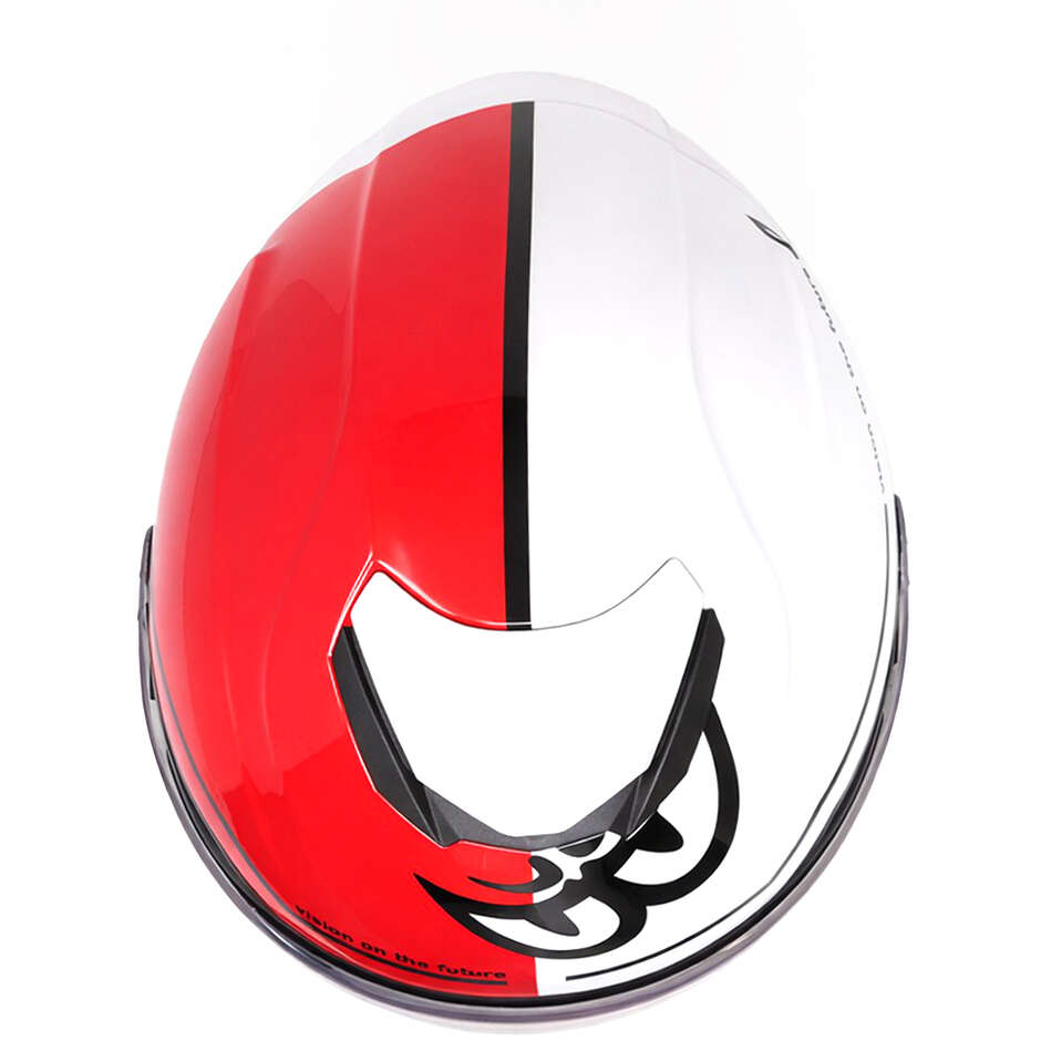 Berik OF669 Bipolar Double Visor Jet Motorcycle Helmet White Fluorescent Red