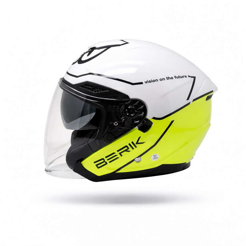 Berik OF669 Bipolarer Doppelvisier-Jet-Motorradhelm Weiß Fluoreszierendes Gelb