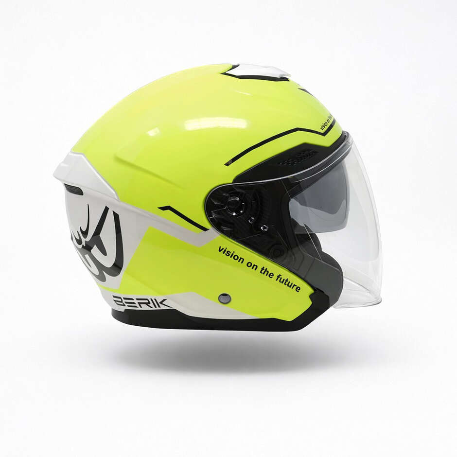 Berik OF669 Bipolarer Doppelvisier-Jet-Motorradhelm Weiß Fluoreszierendes Gelb