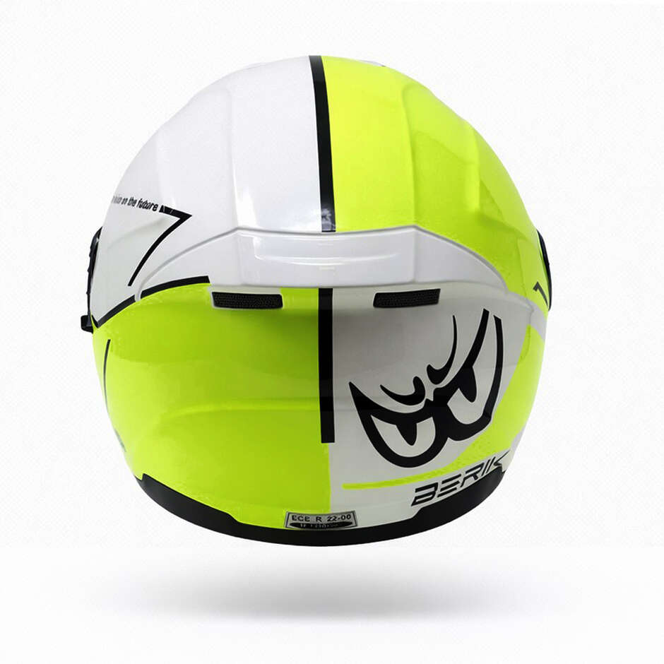 Berik OF669 Bipolarer Doppelvisier-Jet-Motorradhelm Weiß Fluoreszierendes Gelb