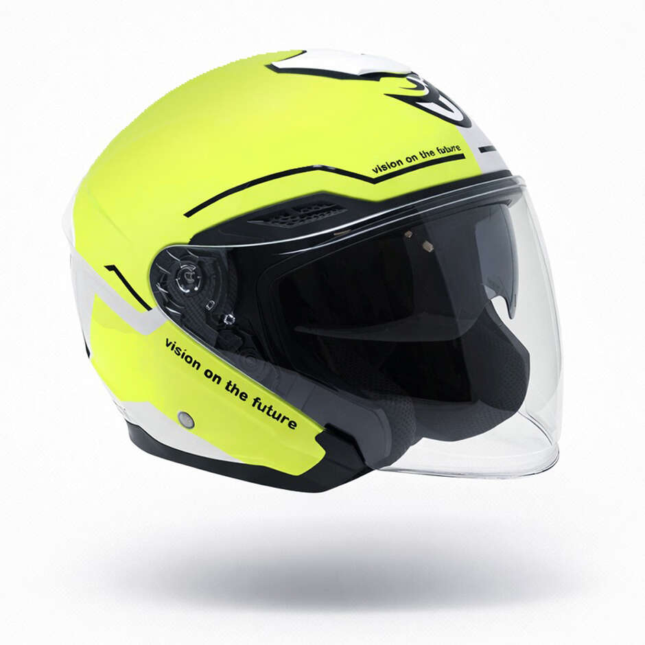 Berik OF669 Bipolarer Doppelvisier-Jet-Motorradhelm Weiß Fluoreszierendes Gelb