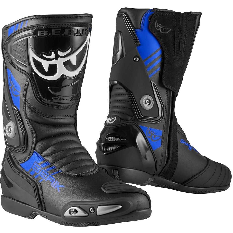 Berik SHAFT 3.0 1448-BK Schwarz Blu Racing Motorradstiefel