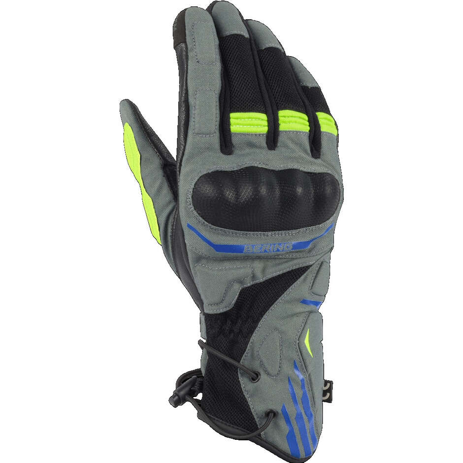 Bering BAKUNDU Motorcycle Gloves Black Grey Blue Fluorescent