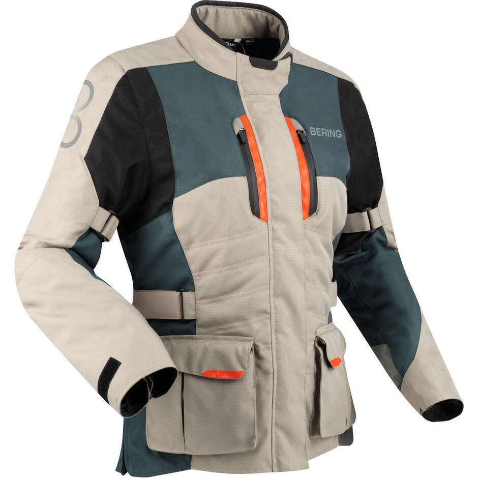 Bering LADY SIBERIA Women's Motorcycle Jacket Beige Grey Orange
