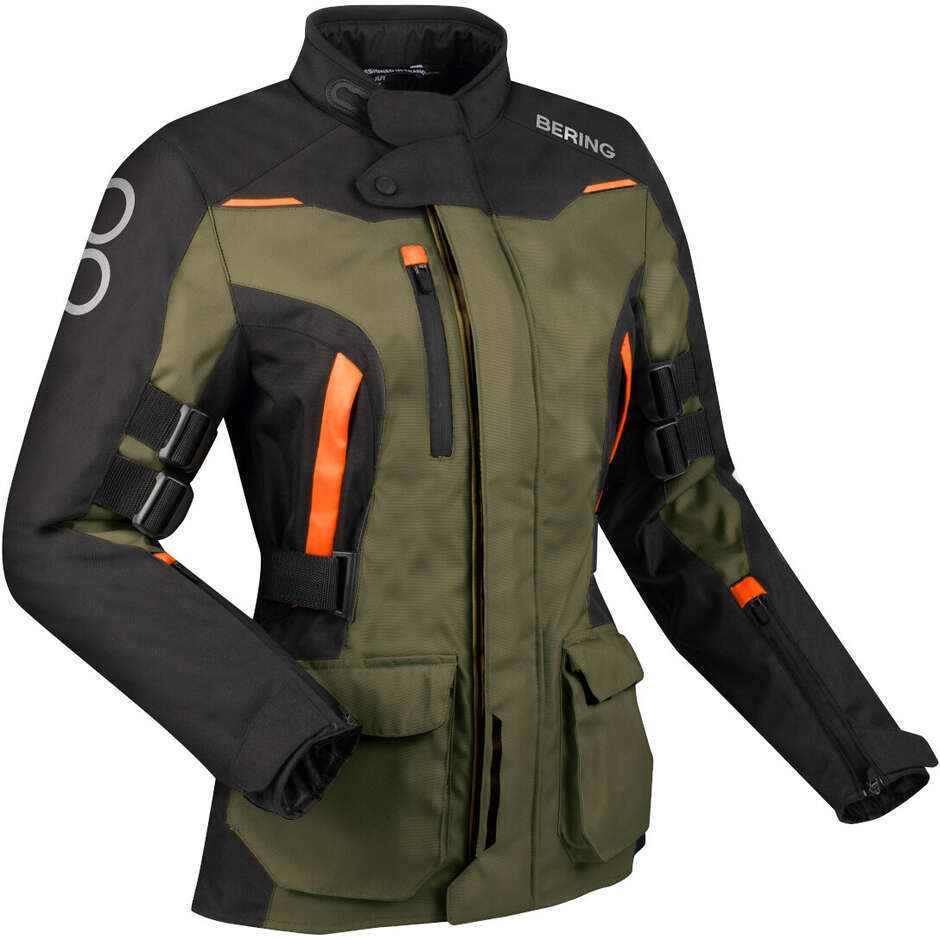 Bering LADY ZEPHYR Women's Motorcycle Jacket Black Khaki Orange