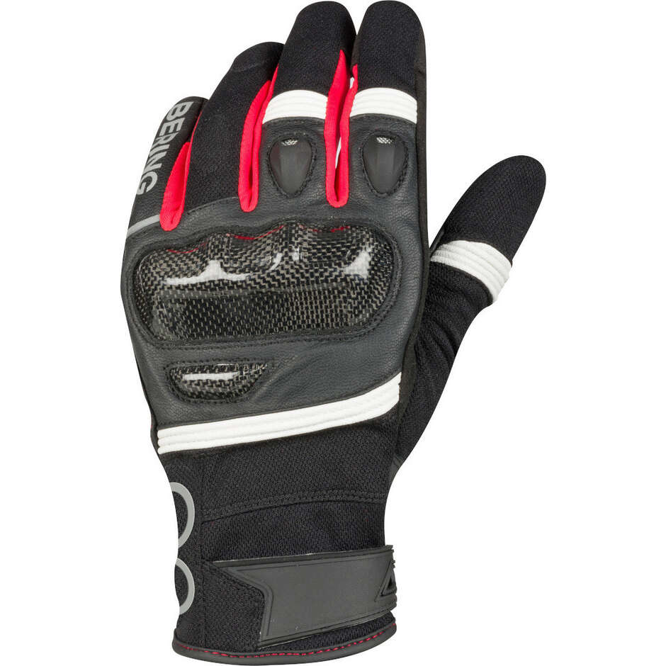 Bering RAID Motorcycle Gloves Black White Red