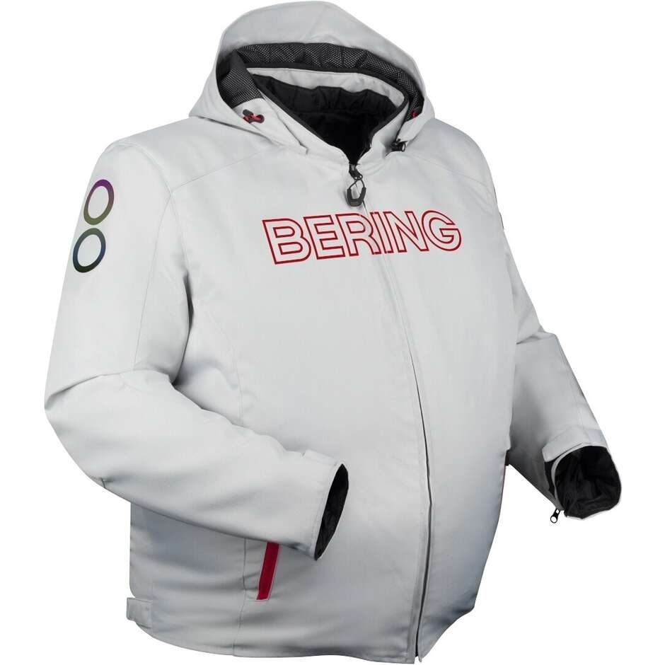 Bering WARWICK King Size Motorradjacke Hellgrau Rot