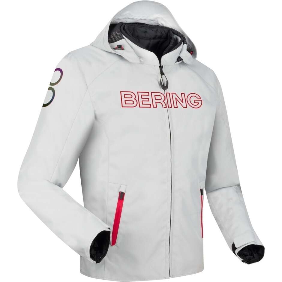 Bering WARWICK Motorcycle Jacket Light Grey Red