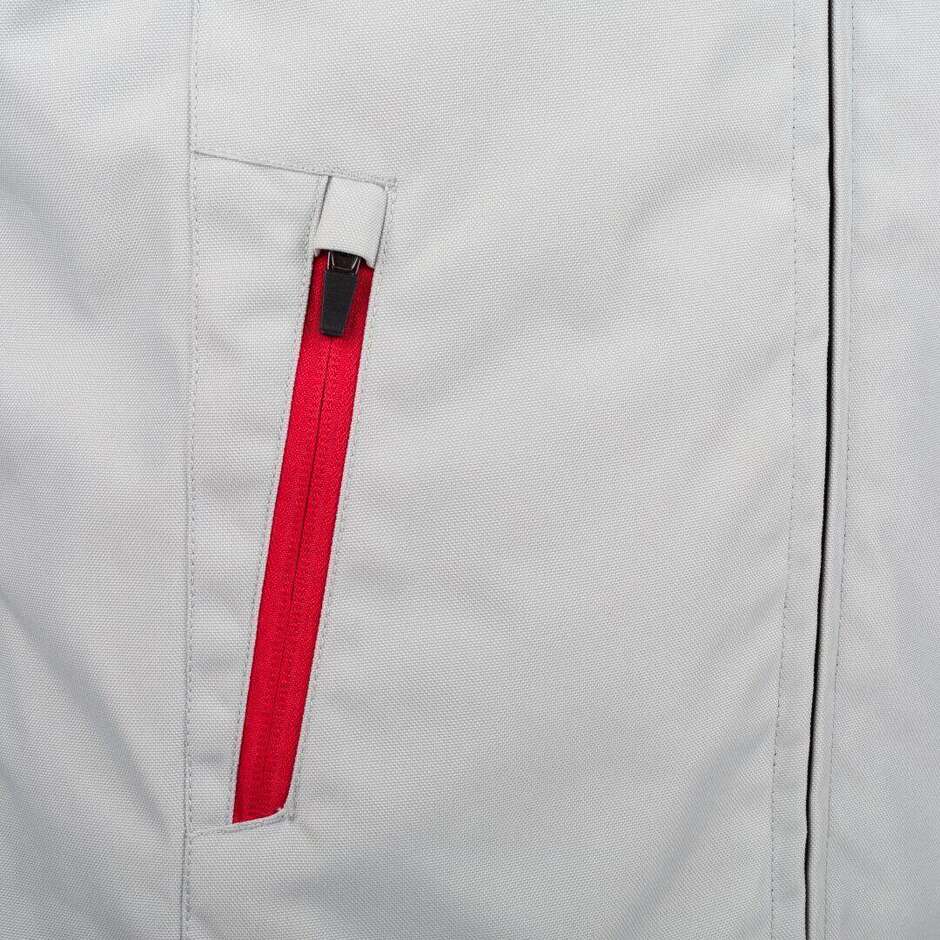 Bering WARWICK Motorcycle Jacket Light Grey Red
