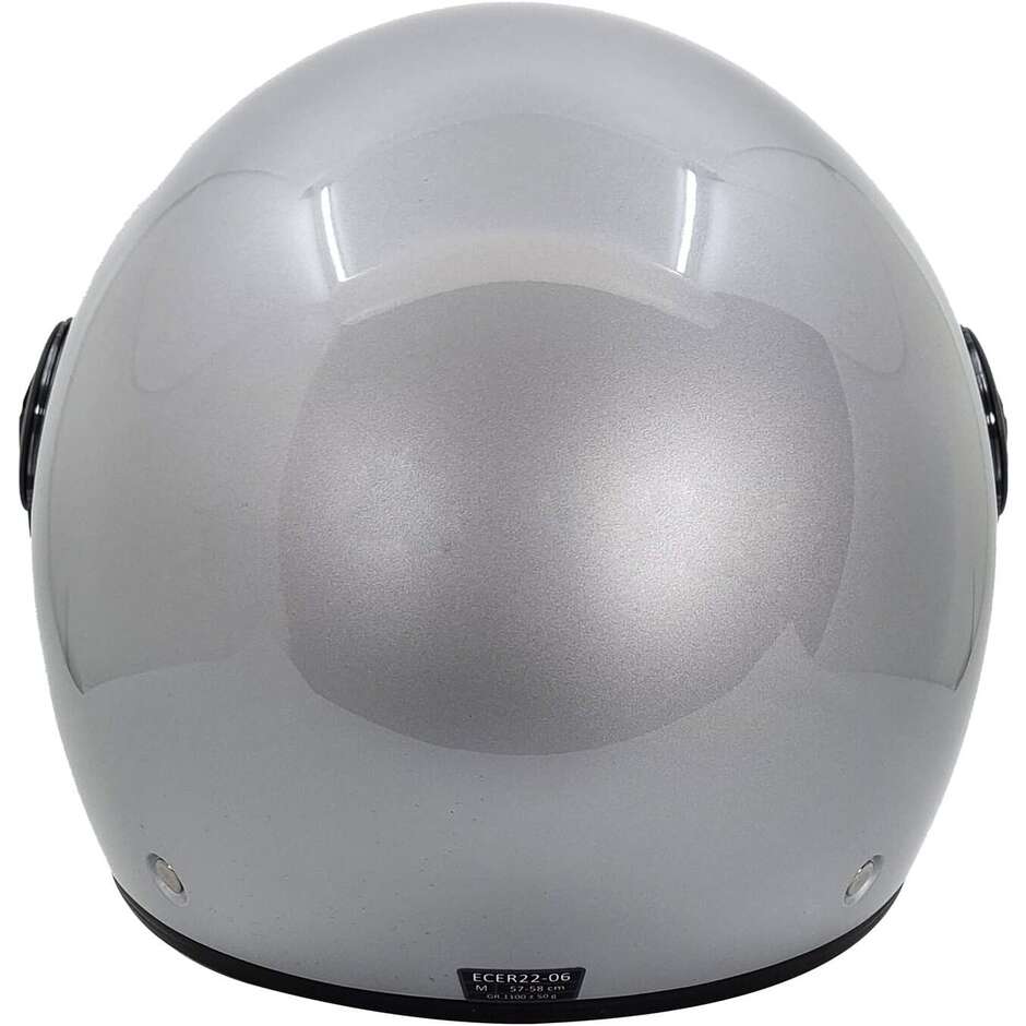 Bhr 832 Minimal Glossy Silver Motorcycle Jet Helmet