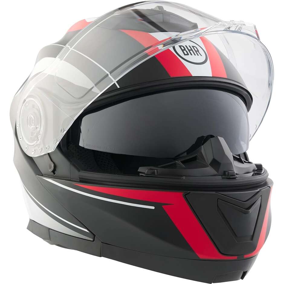 BHR 836 Flip Up COOL Modular Motorcycle Helmet Black Red White