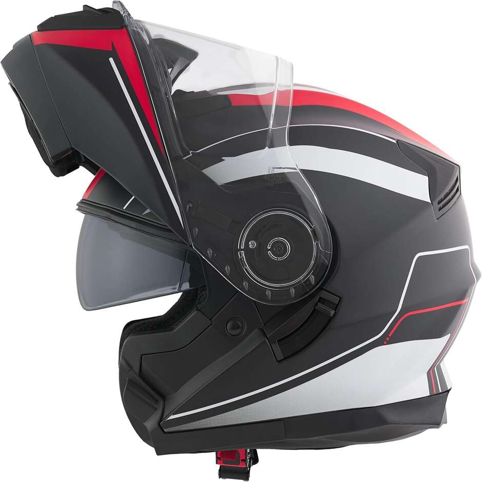 BHR 836 Flip Up COOL Modular Motorcycle Helmet Black Red White