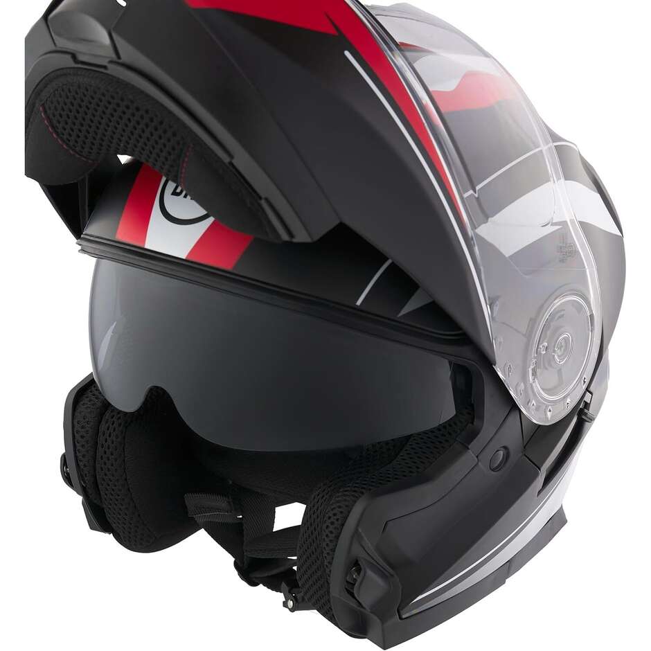 BHR 836 Flip Up COOL Modular Motorcycle Helmet Black Red White